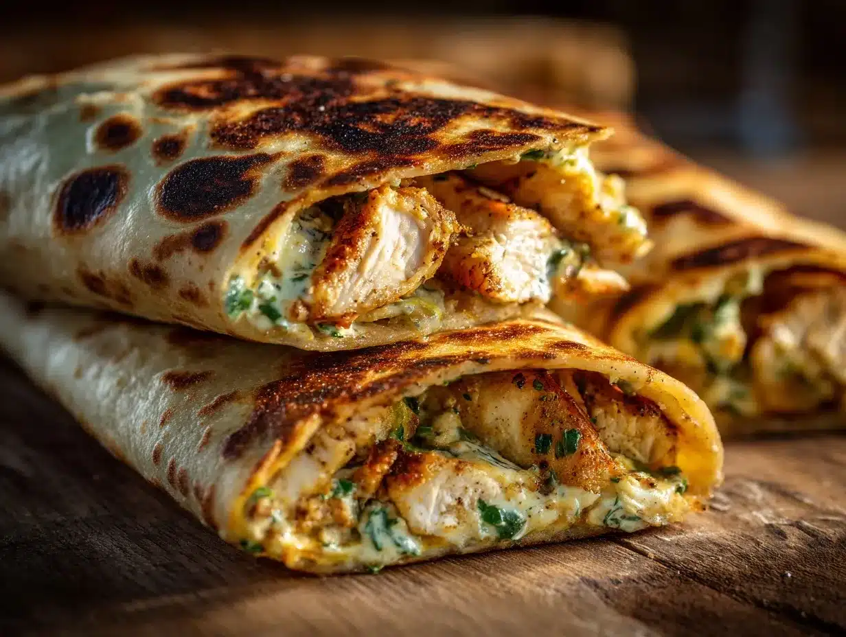 Cheesy Garlic Chicken Wraps preparation steps