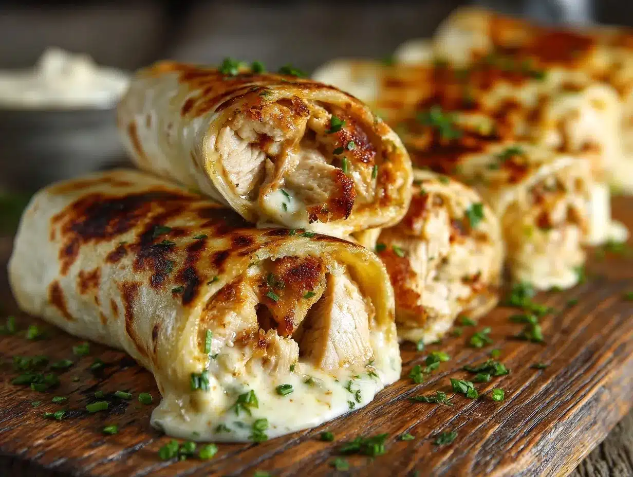 cheesy garlic chicken wraps preparation steps