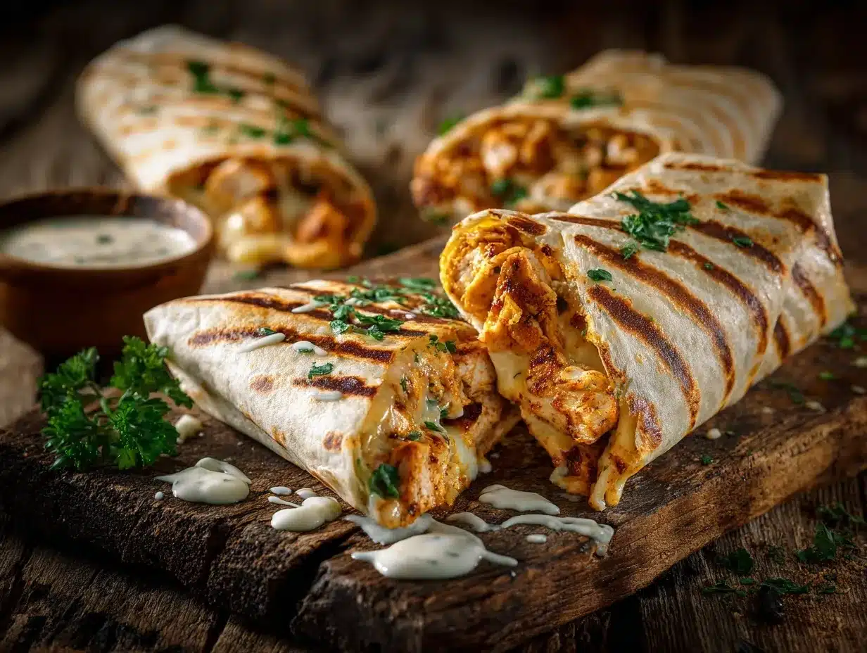 Cheesy Garlic Chicken Wraps preparation steps
