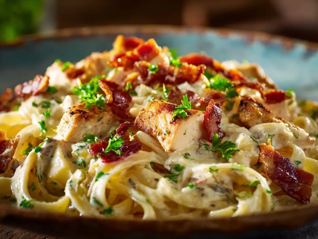 creamy chicken bacon ranch pasta - featured image