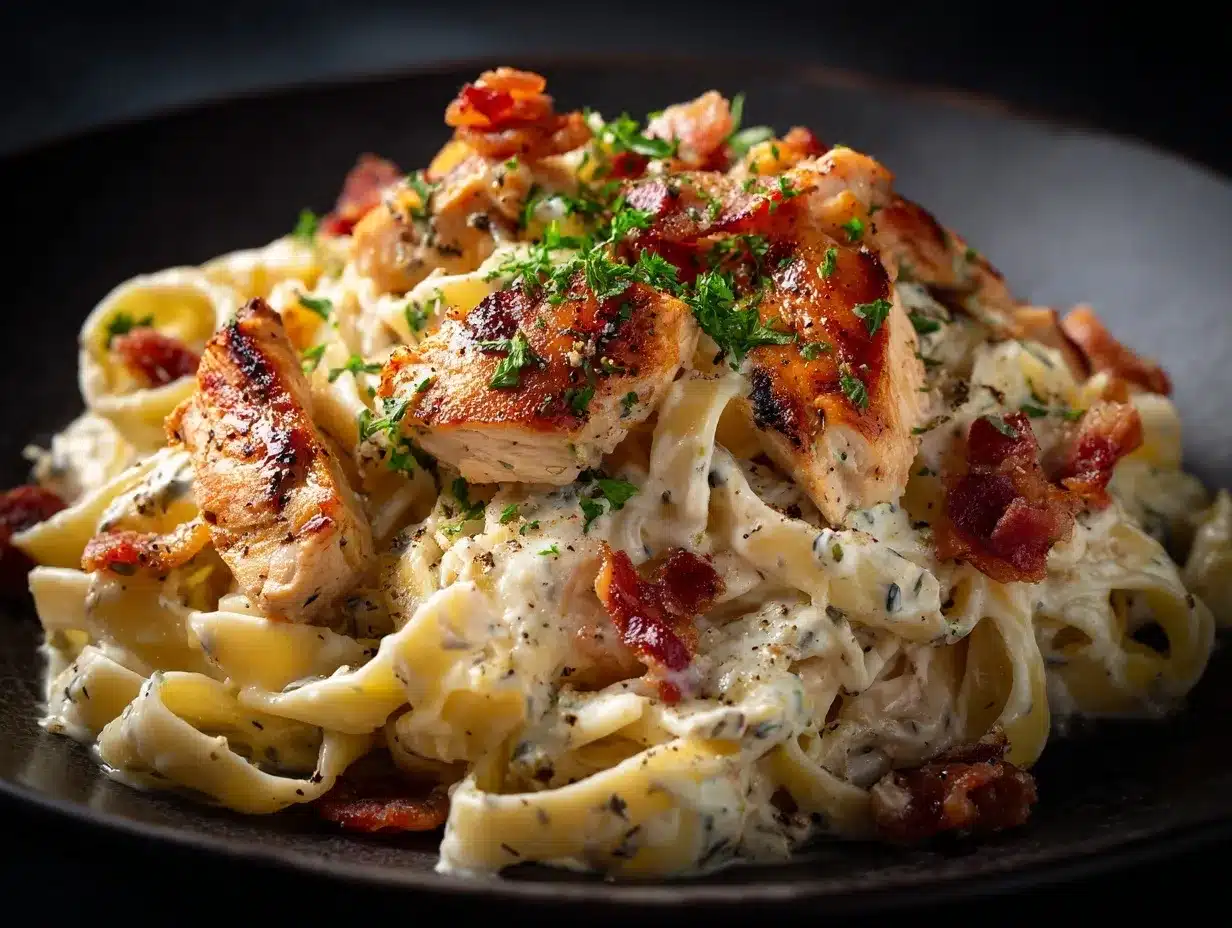 Creamy Chicken Bacon Ranch Pasta preparation steps
