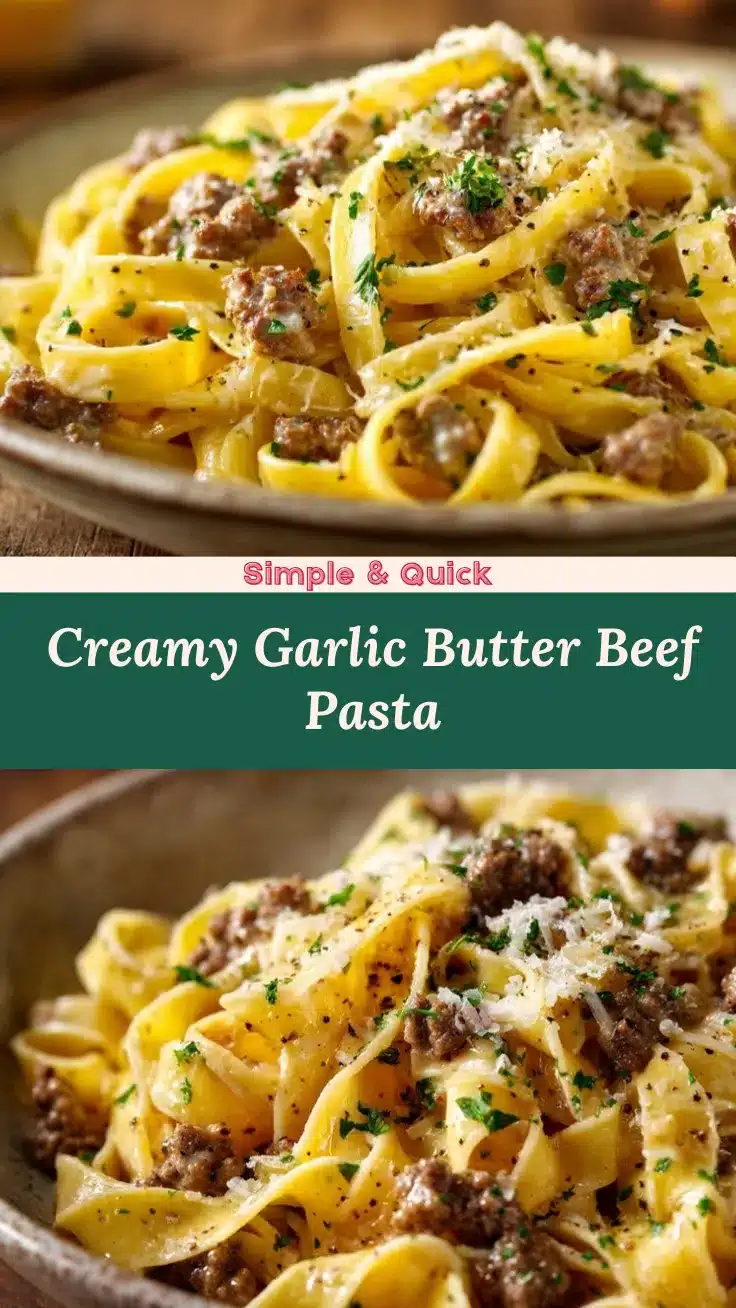 Creamy Garlic Butter Beef Pasta recipe