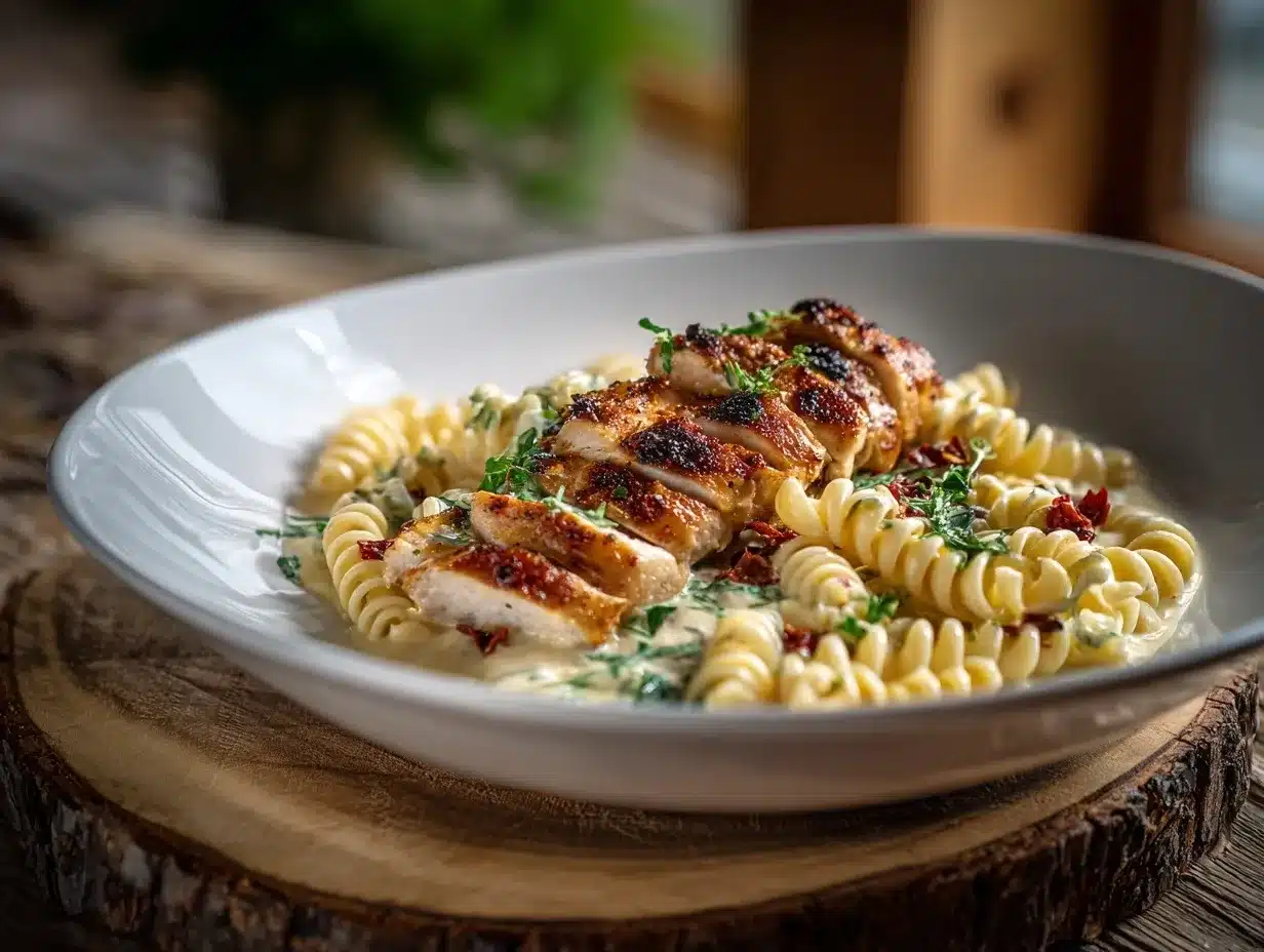 Creamy Garlic Parmesan Chicken Pasta preparation steps