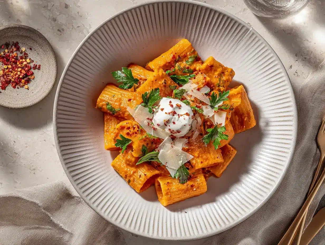 Creamy Garlic Tomato Pasta preparation steps