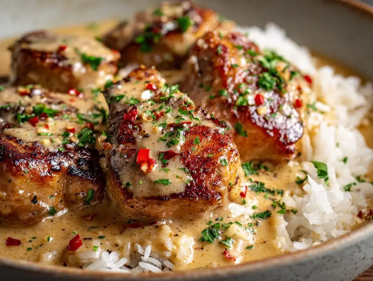 creamy smothered chicken and rice preparation steps