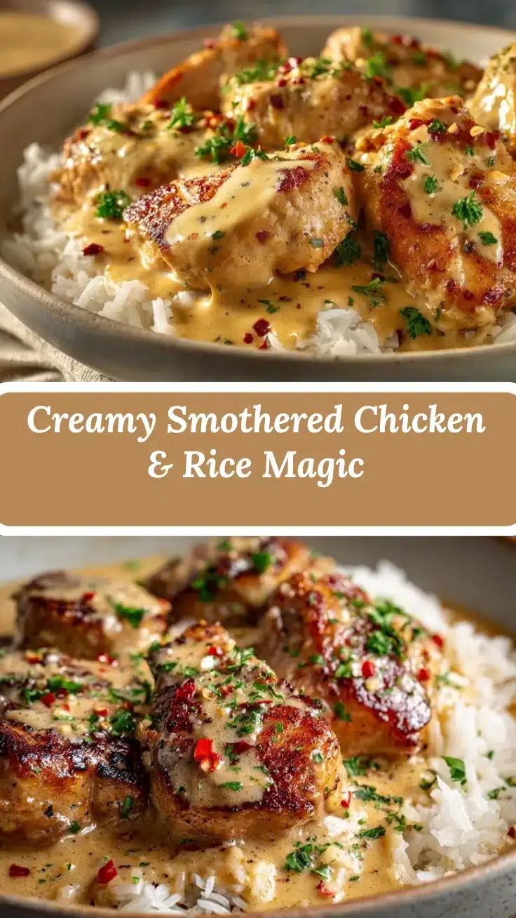 creamy smothered chicken and rice recipe