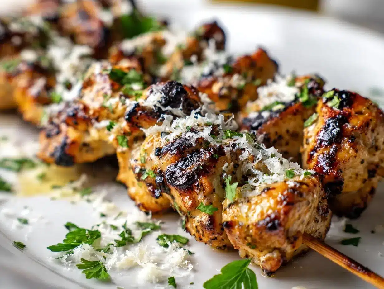 Grilled Ranch Garlic Parmesan Chicken Skewers preparation steps