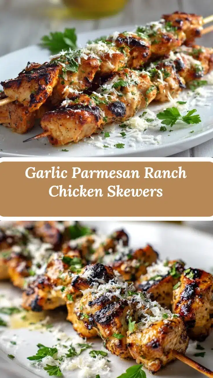 Grilled Ranch Garlic Parmesan Chicken Skewers recipe