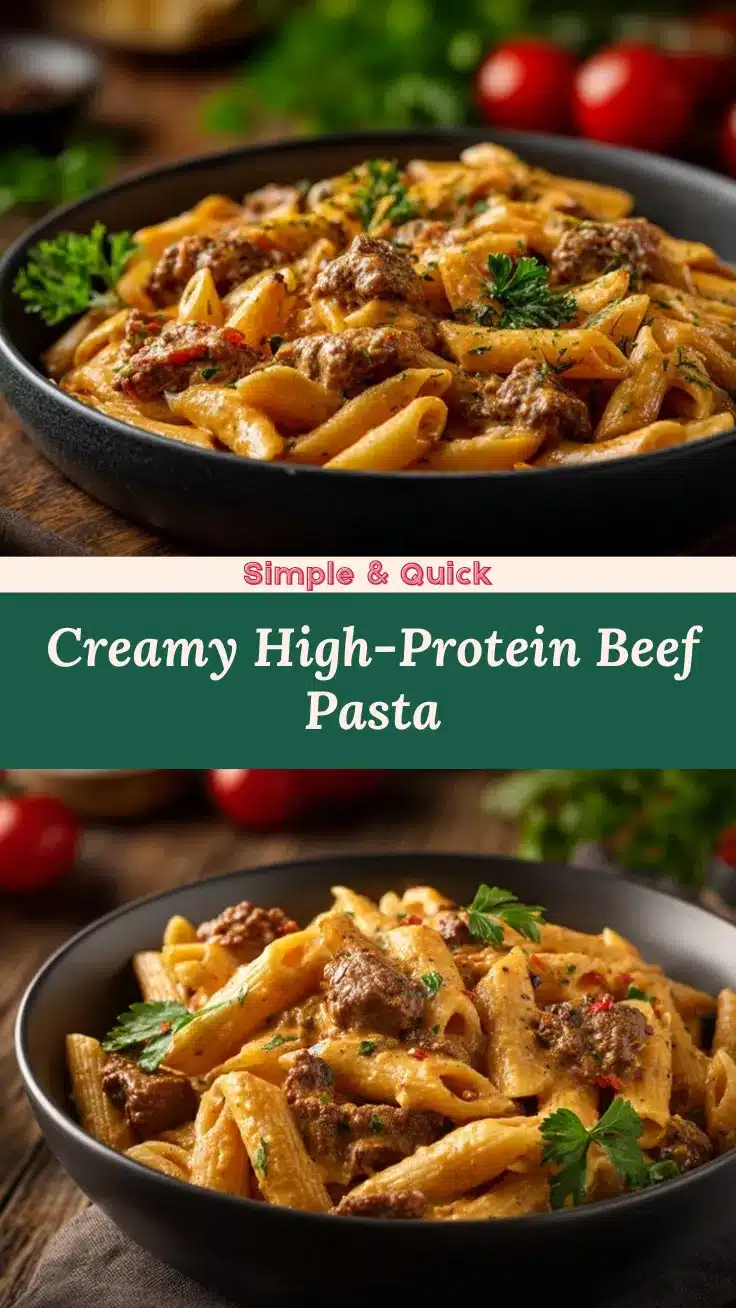 High-Protein Creamy Beef Pasta recipe