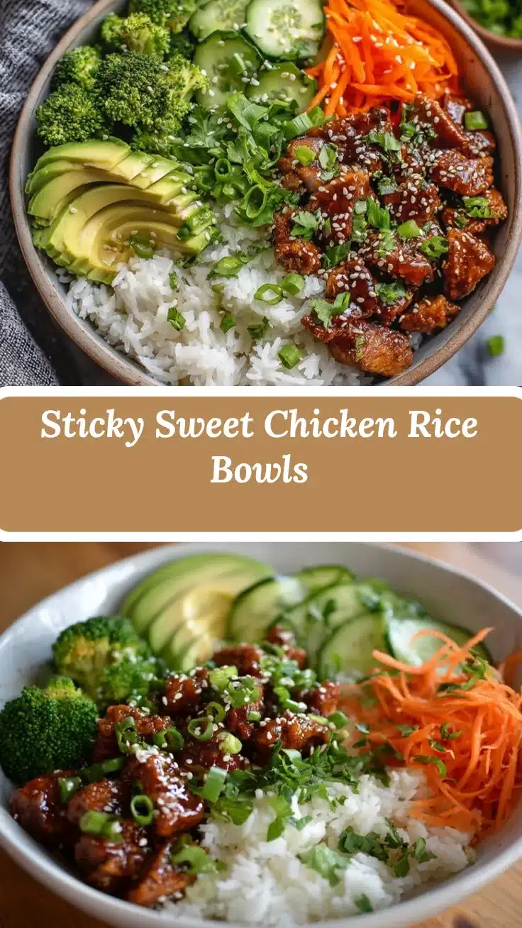 sticky chicken rice bowls recipe