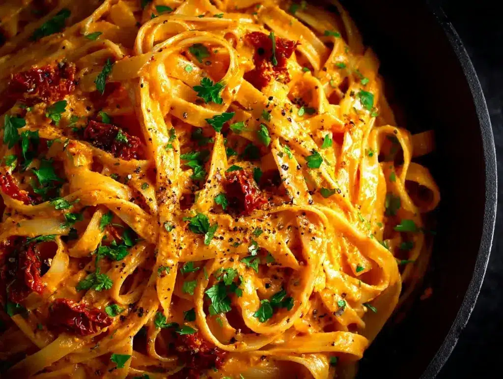 sun-dried tomato vegan pasta - featured image