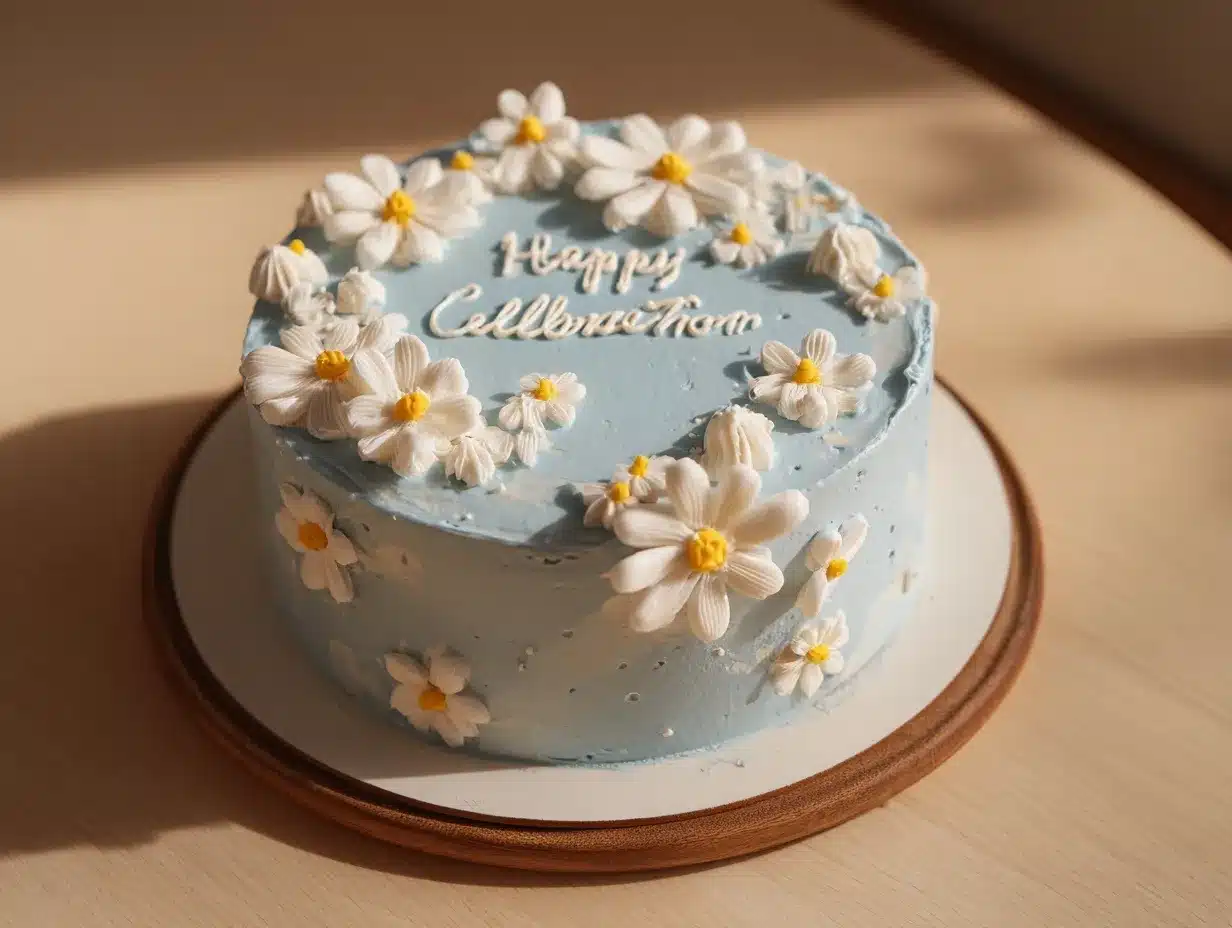 Blue Daisy Birthday Cake preparation steps