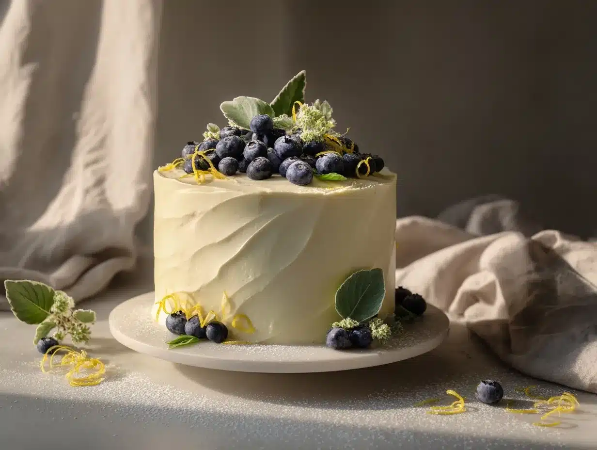 Blueberry Basil Lemon Cake preparation steps