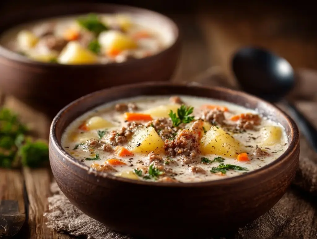 creamy potato and hamburger soup - featured image