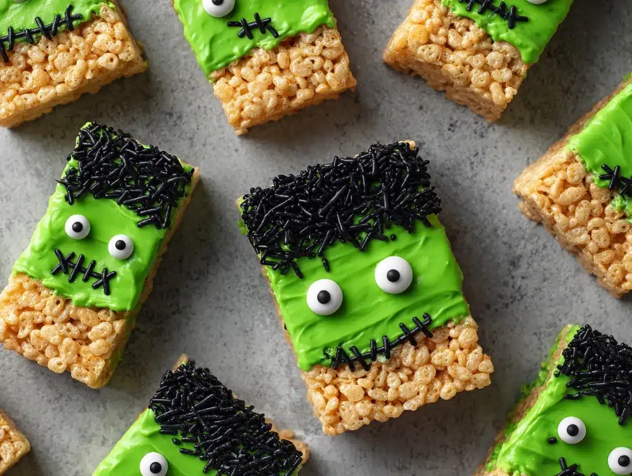 Frankenstein Rice Krispie Treats preparation steps