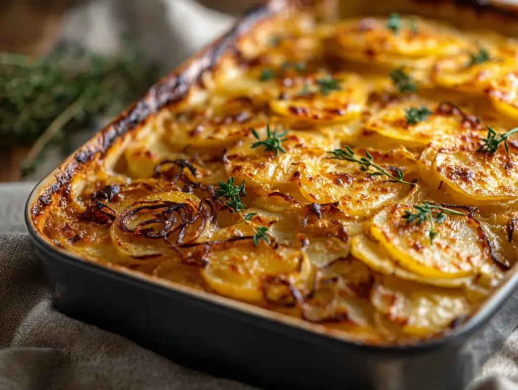 french onion potato bake - featured image