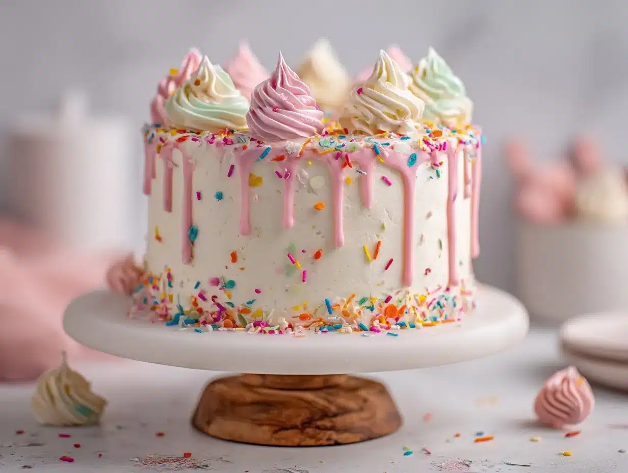 Funfetti Sprinkle Drip Cake preparation steps