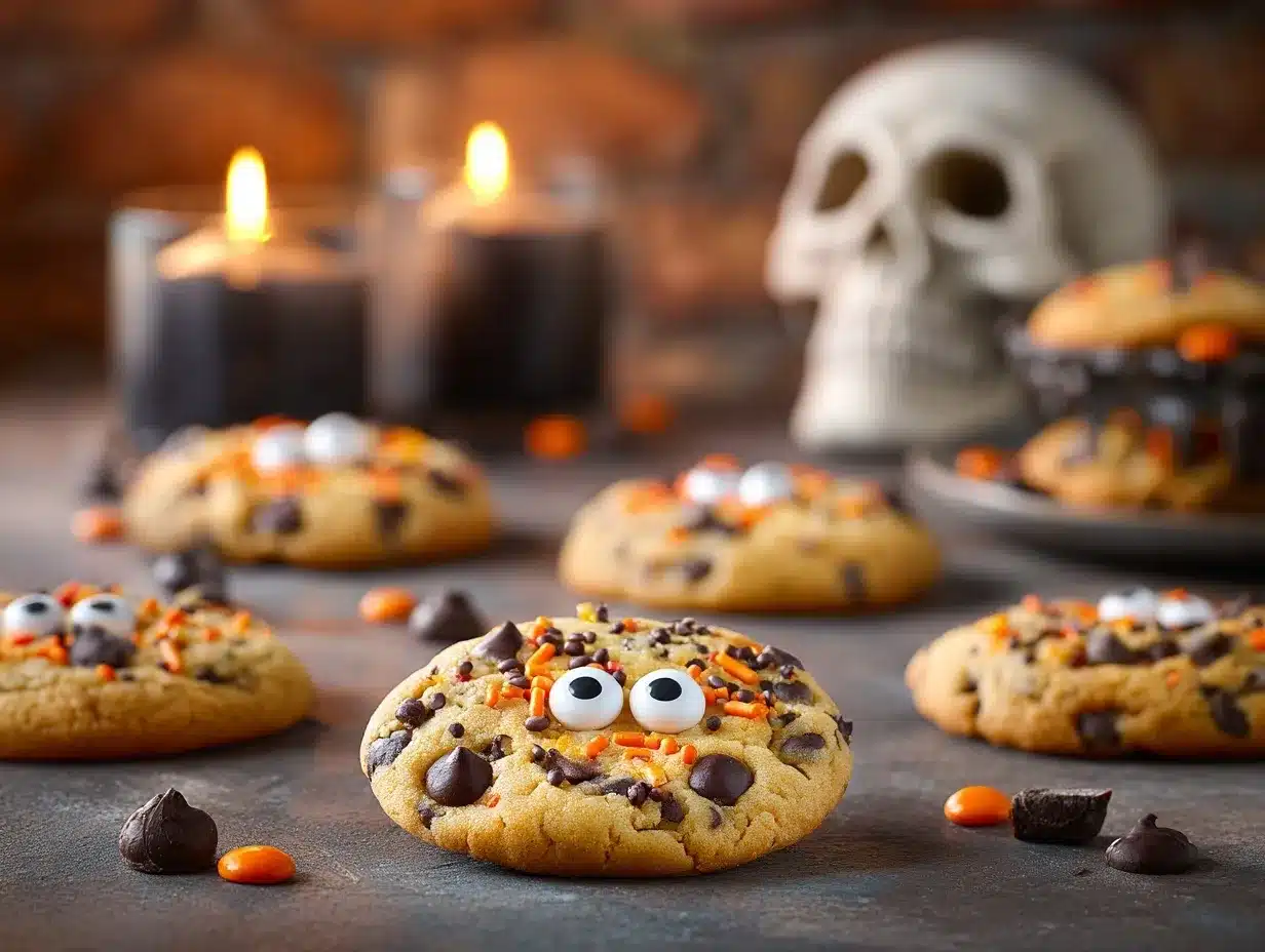 Halloween chocolate chip cookies preparation steps