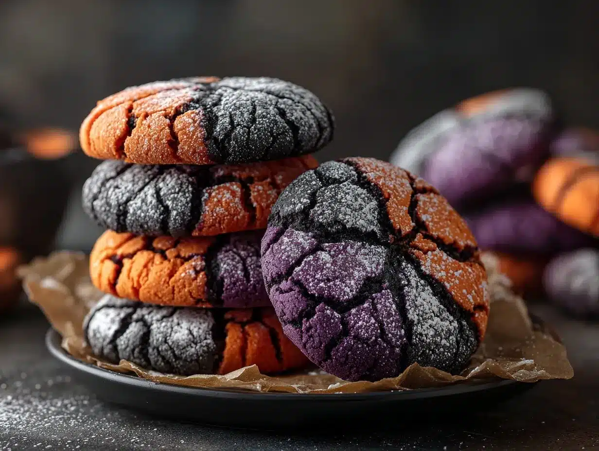 Halloween crinkle cookies preparation steps
