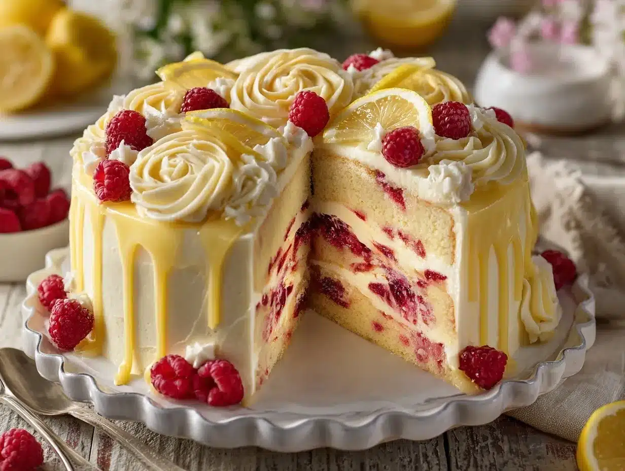 Lemon Raspberry Cheesecake Cake preparation steps