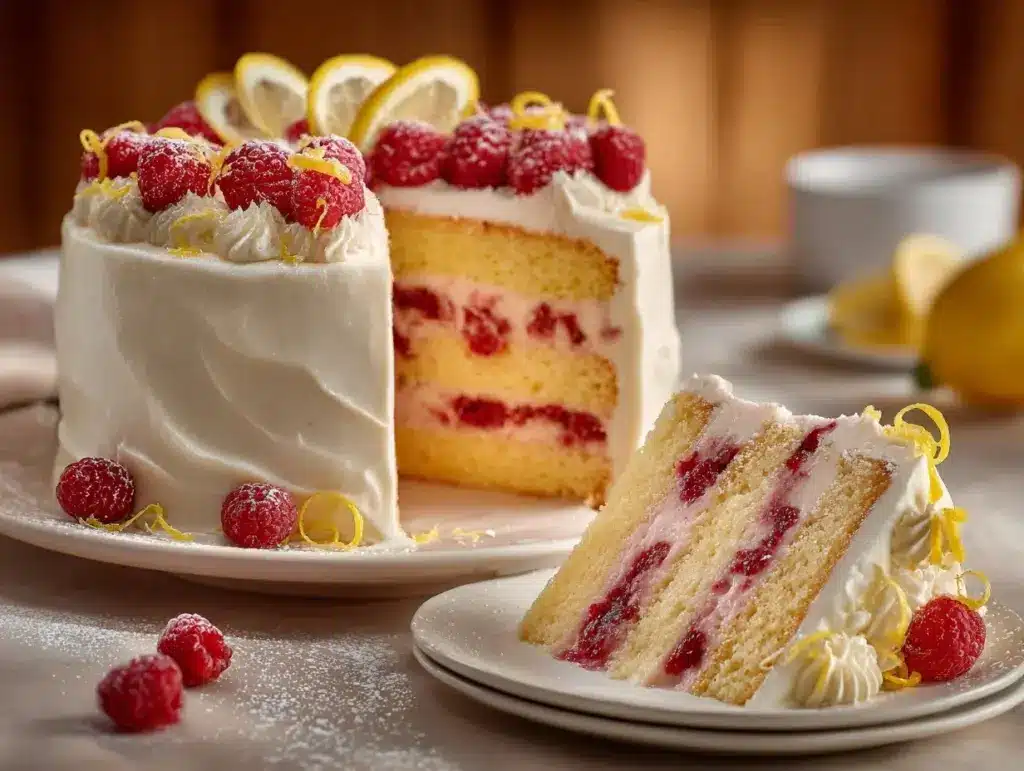 Lemon Raspberry Cream Cake - featured image