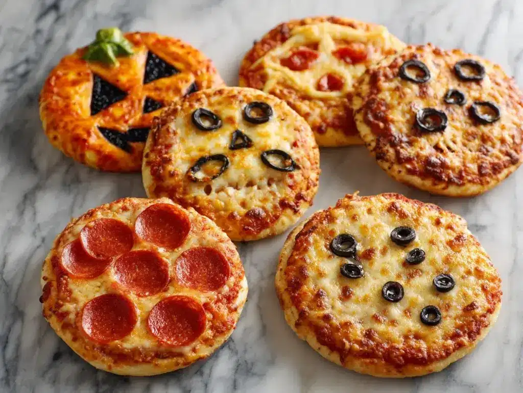 mini Halloween pizzas - featured image