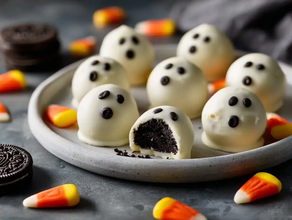 No-Bake Oreo Ghost Truffles preparation steps