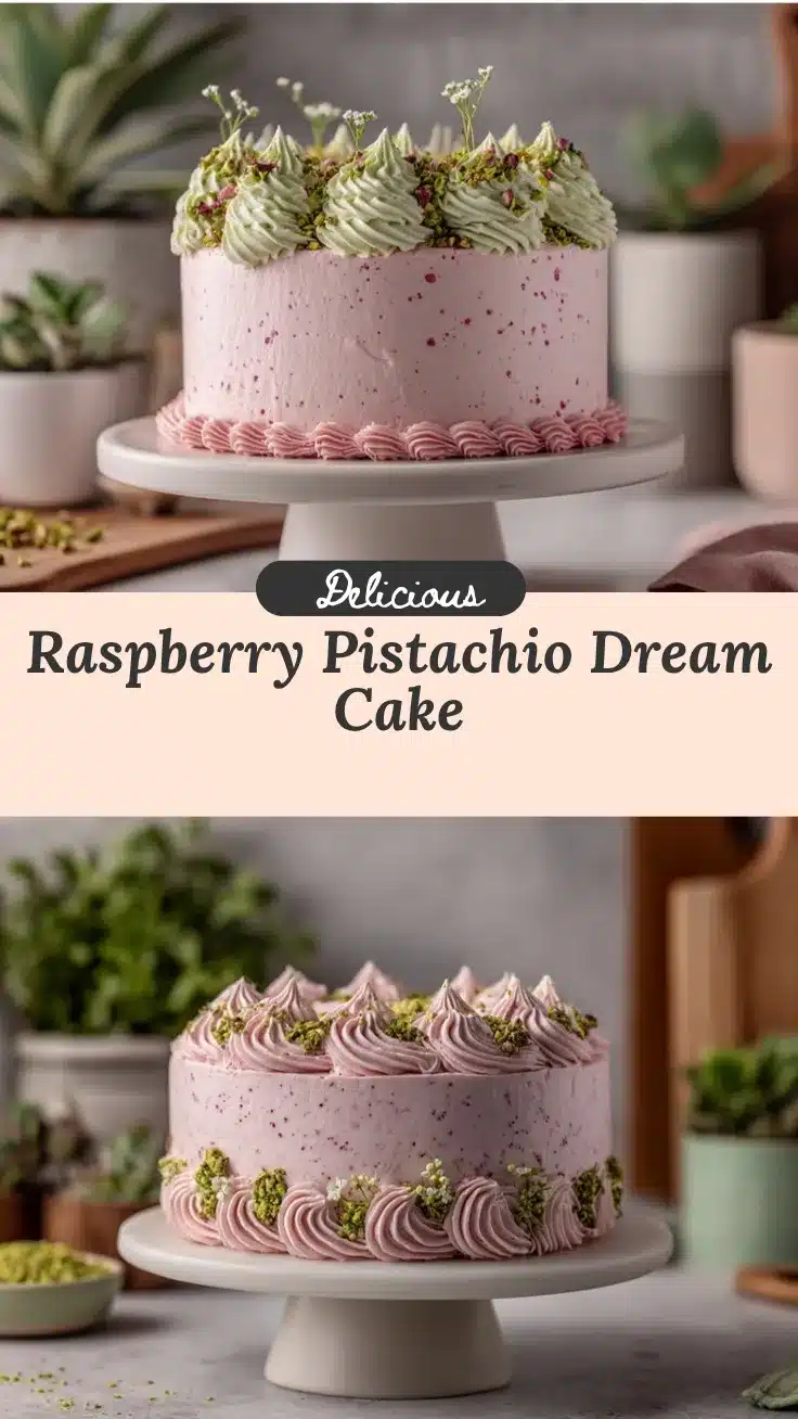 Raspberry Pistachio Layer Cake recipe