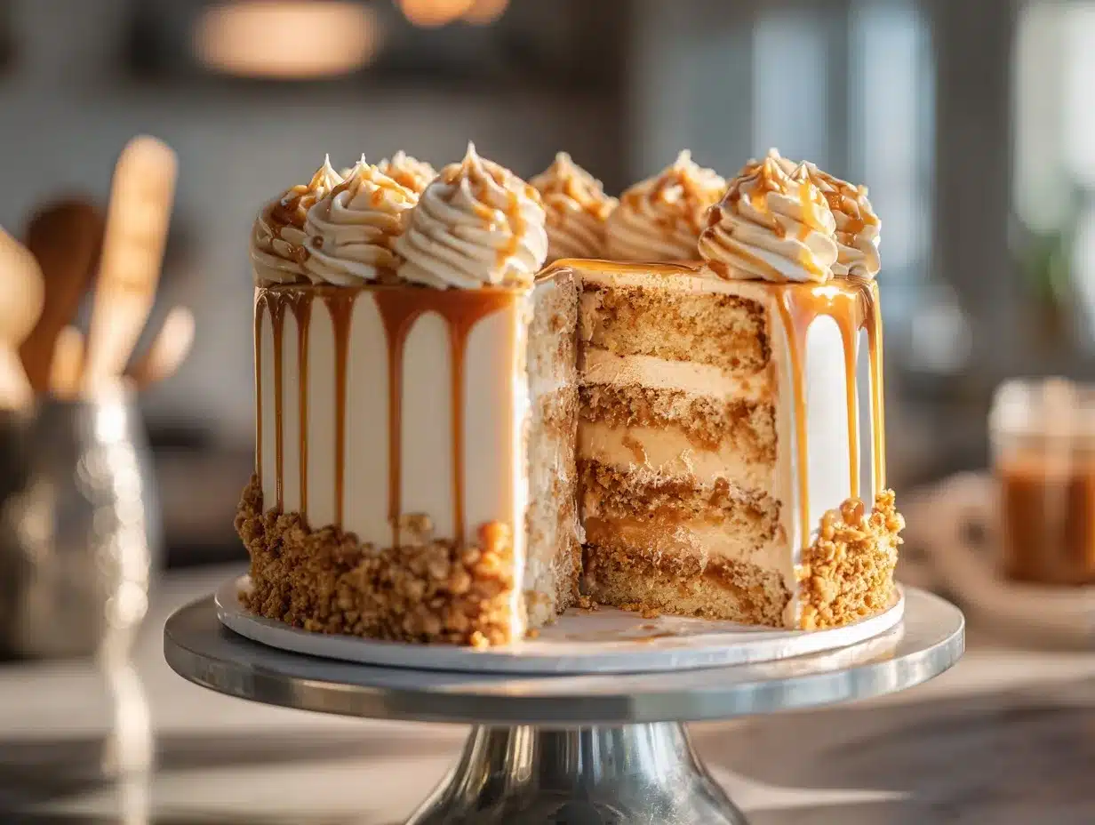 salted caramel cookie butter cake preparation steps