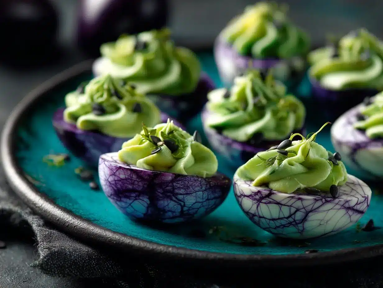 spooky deviled eggs preparation steps