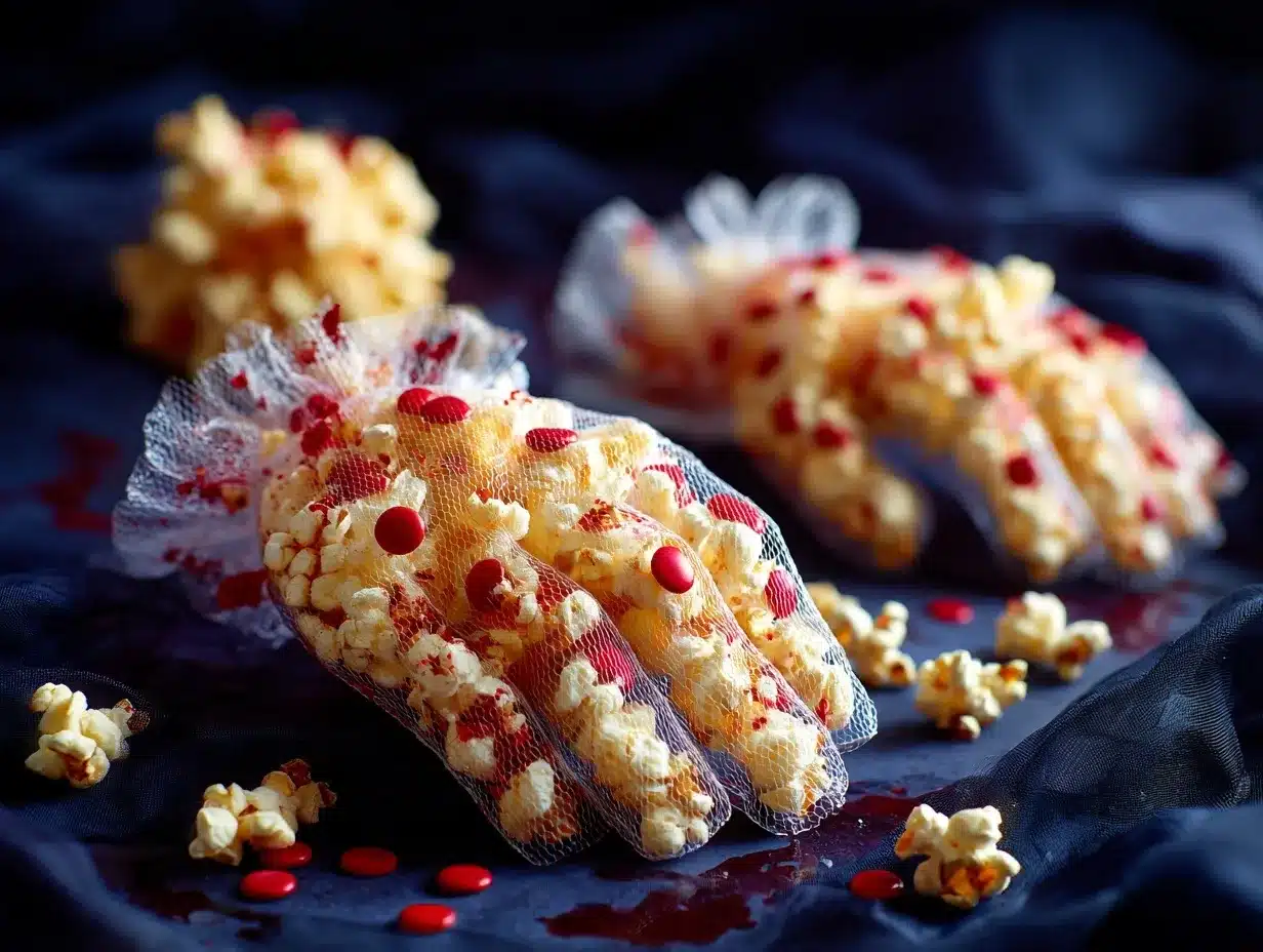 Spooky Popcorn Hands preparation steps