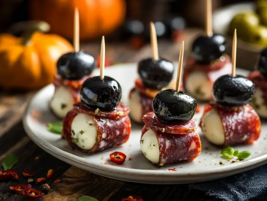 spooky salami mozzarella eyeballs - featured image
