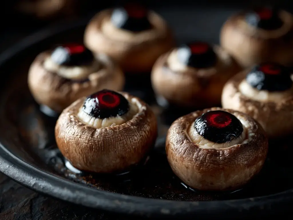 spooky stuffed mushroom eyeballs - featured image