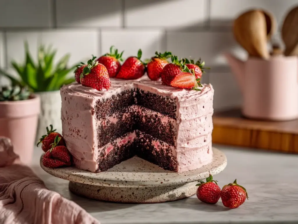 Strawberry Chocolate Layer Cake - featured image