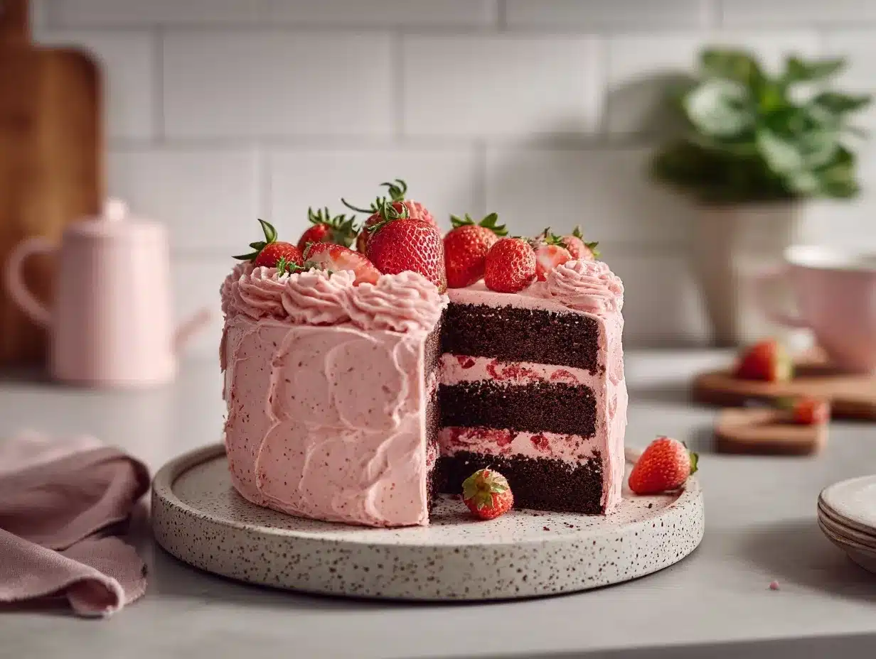 Strawberry Chocolate Layer Cake preparation steps
