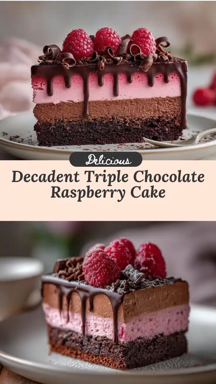 Triple Chocolate Raspberry Mousse Cake recipe