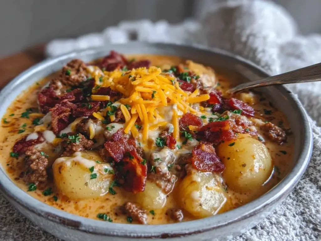 bacon cheeseburger soup - featured image