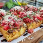 bruschetta flatbread pizza - featured image