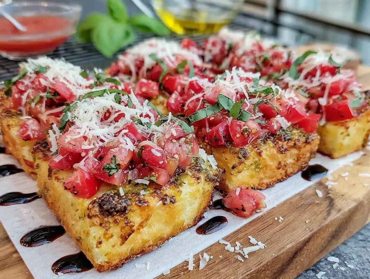 bruschetta flatbread pizza - featured image