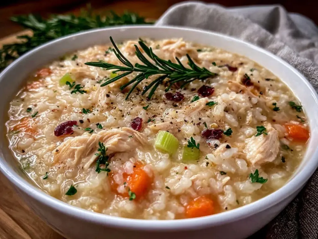 creamy chicken and rice soup - featured image