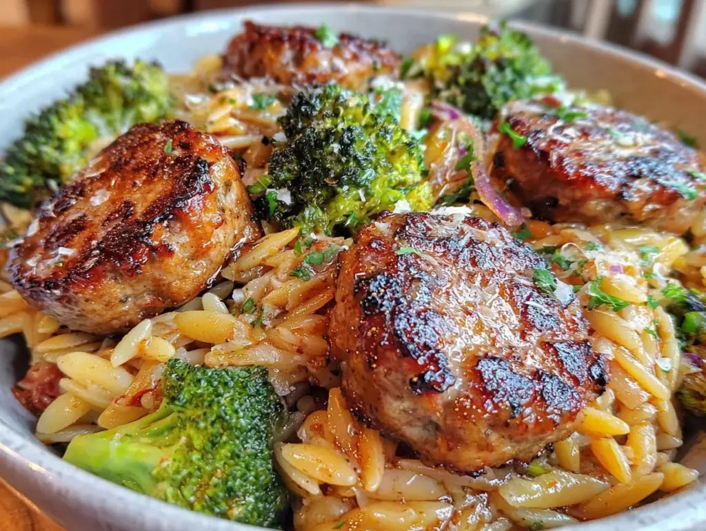 creamy chicken sausage orzo - featured image