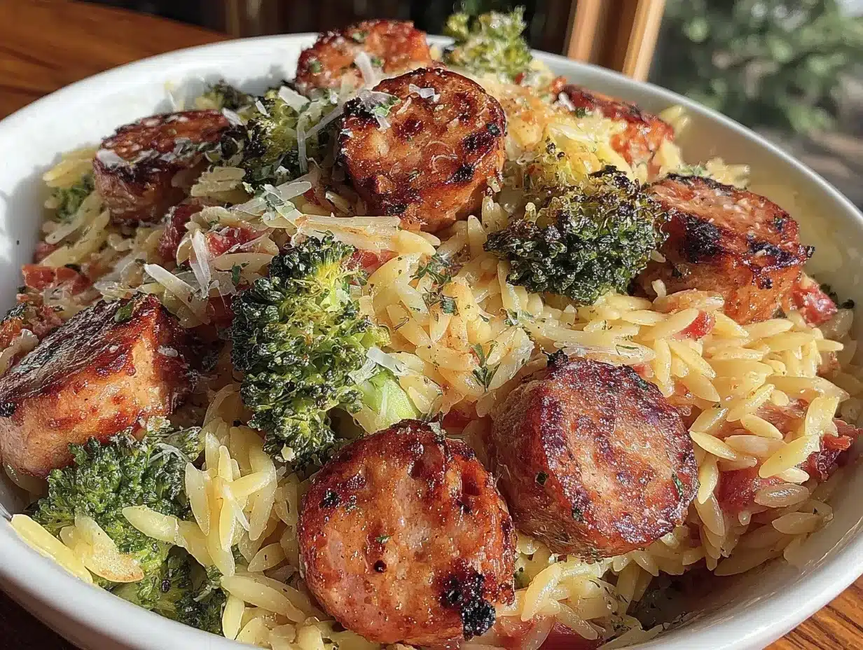 creamy chicken sausage orzo preparation steps