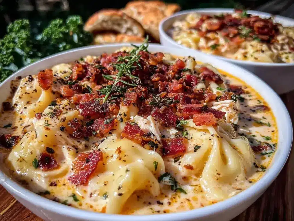 creamy white chicken lasagna soup - featured image