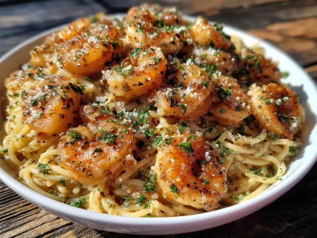 garlic butter shrimp pasta - featured image