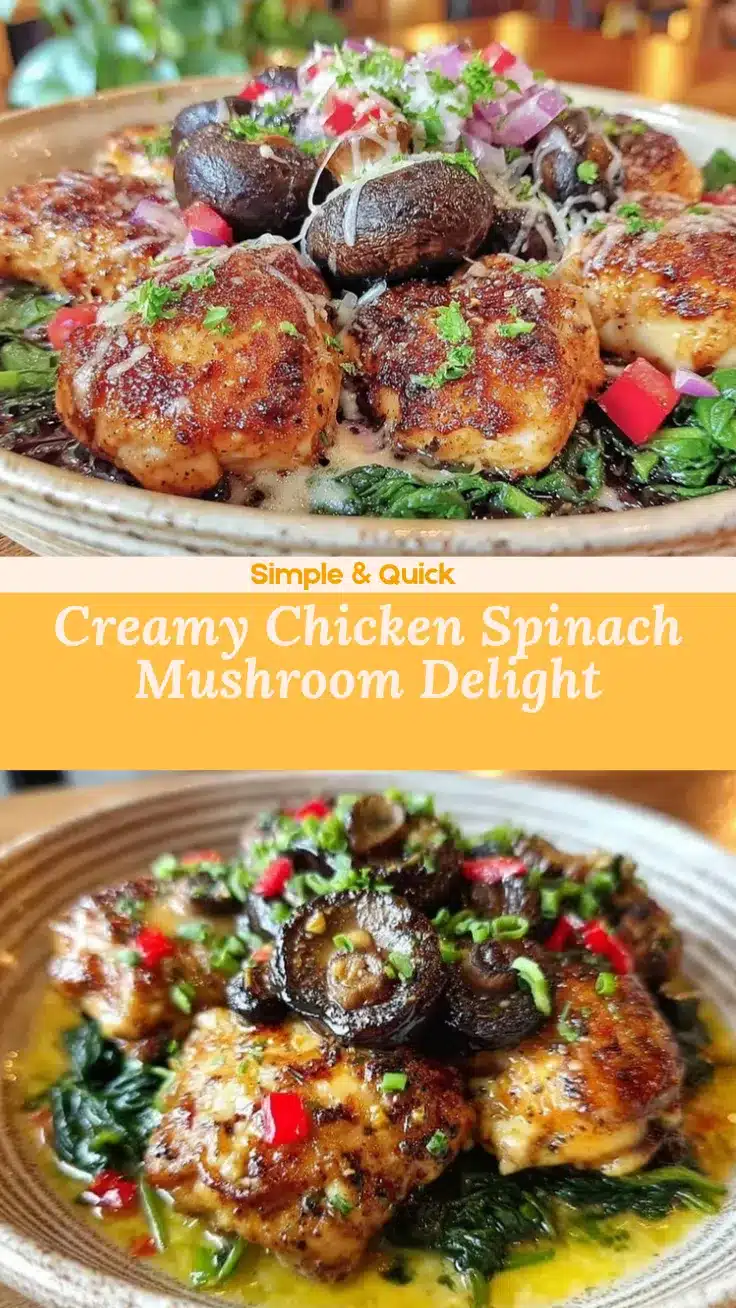 healthy chicken spinach mushroom dinner recipe