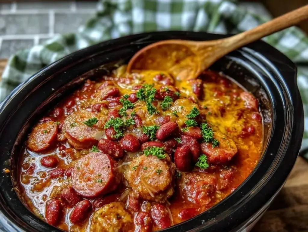 slow cooker Cajun red beans and rice - featured image