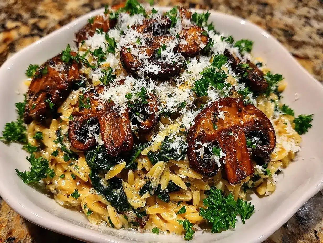 spinach mushroom orzo preparation steps