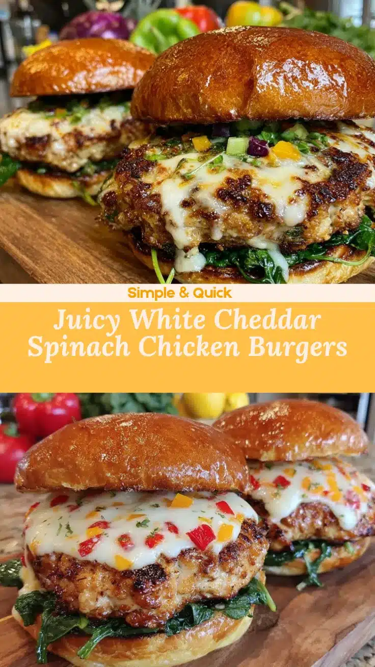 white cheddar spinach chicken burgers recipe