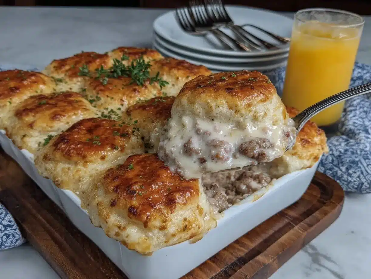 biscuits and gravy casserole preparation steps