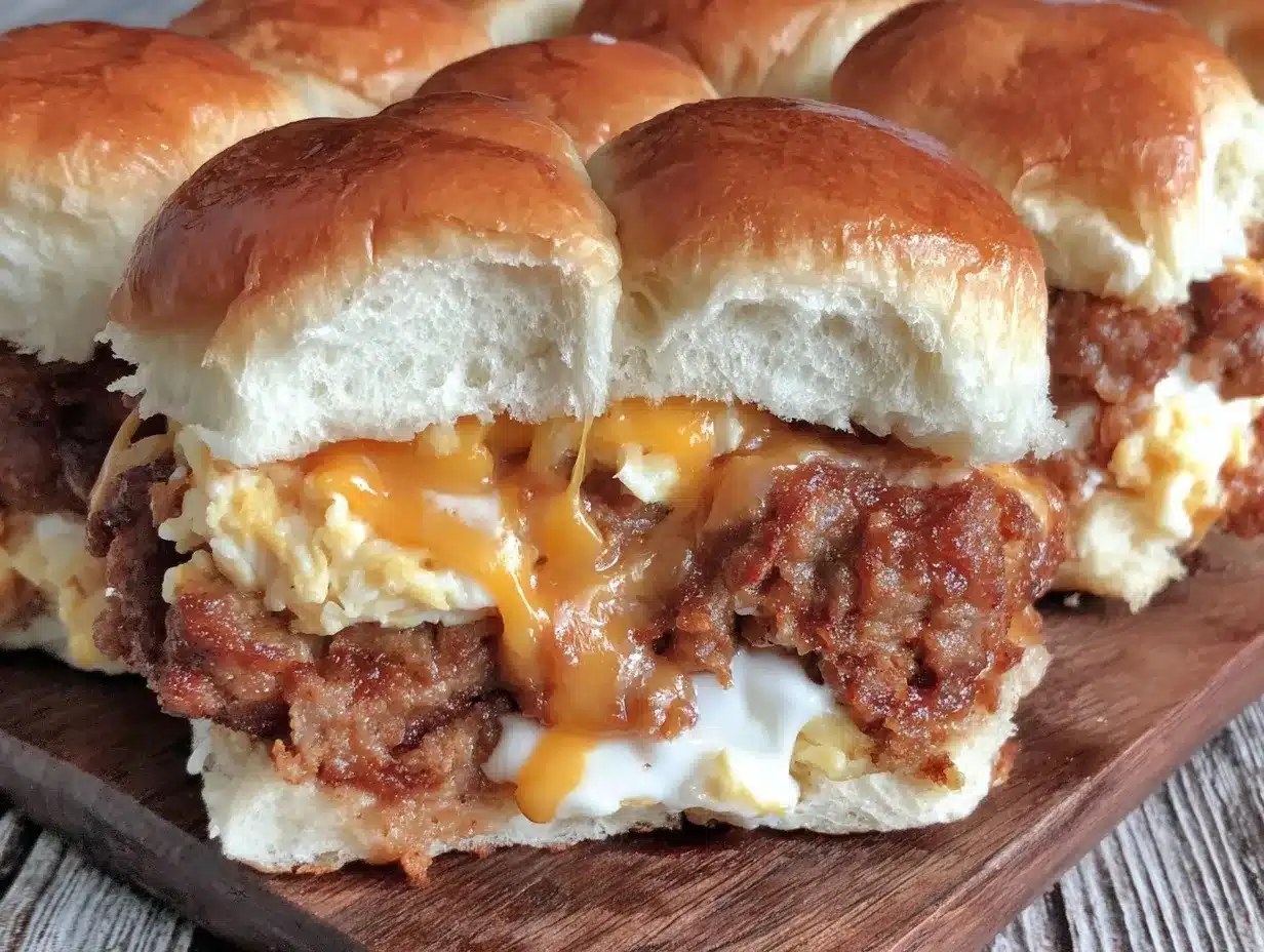 cheesy sausage and egg breakfast sliders preparation steps